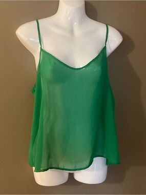 American Apparel Green Chiffon Tank Top Size M